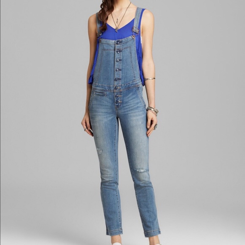 Free People Button Front Overalls
